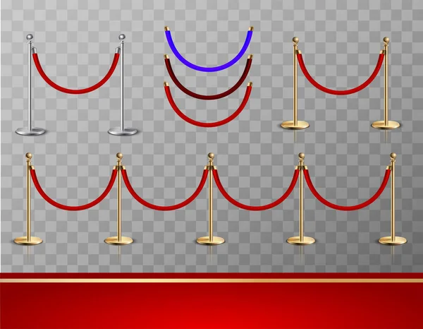 Rode Tapijt Realistische Pictogram Set — Stockvector