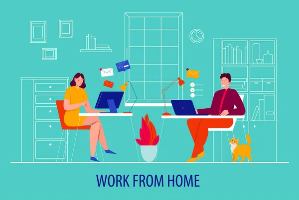 Home Office Composizione freelance — Vettoriale Stock
