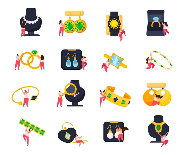 Joyas Iconos planos Colección — Vector de stock