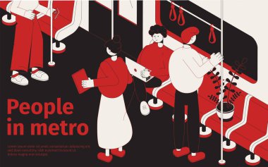 Metro 'daki İnsanlar Isometric Posteri