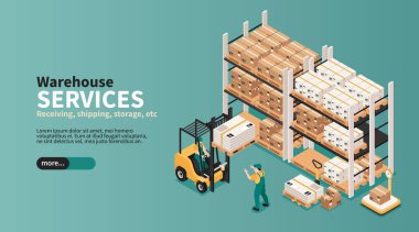 Depo Hizmetleri Isometric Banner 