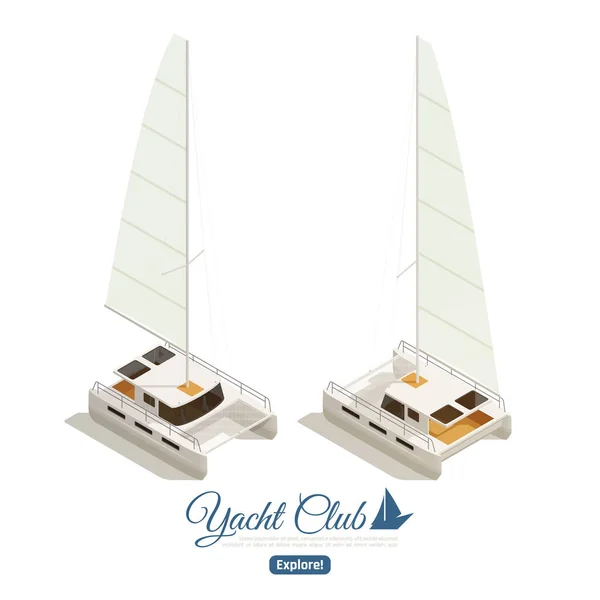 Yacht Club Isometric Design — Stockový vektor