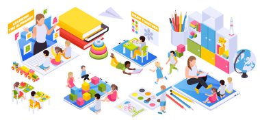 Anaokulu Çevrimiçi Isometric Kompozisyon 