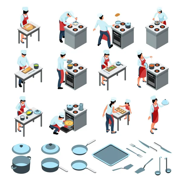 Set de cocina isométrica — Vector de stock