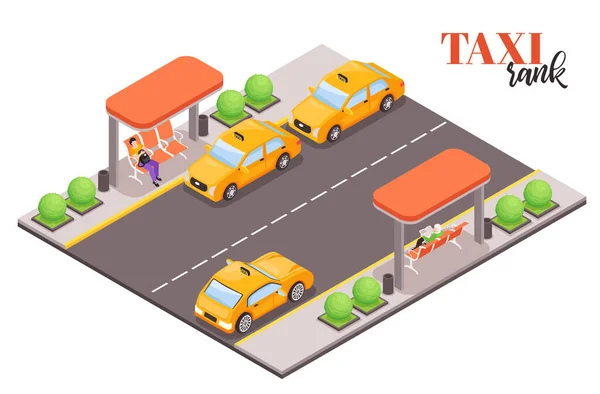 City Taxi Stop Sammansättning — Stock vektor
