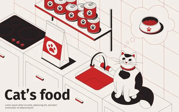 Коти Їжа Кухня Фон — стоковий вектор