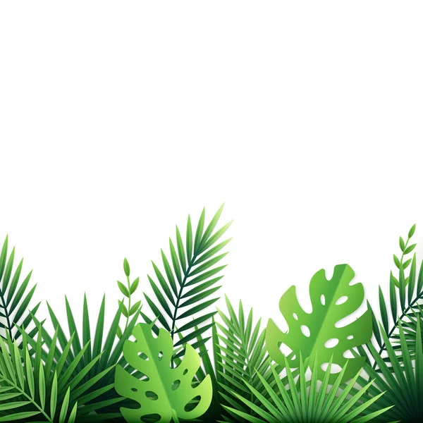 Tropical Paper Leaves Background — Stock Vector