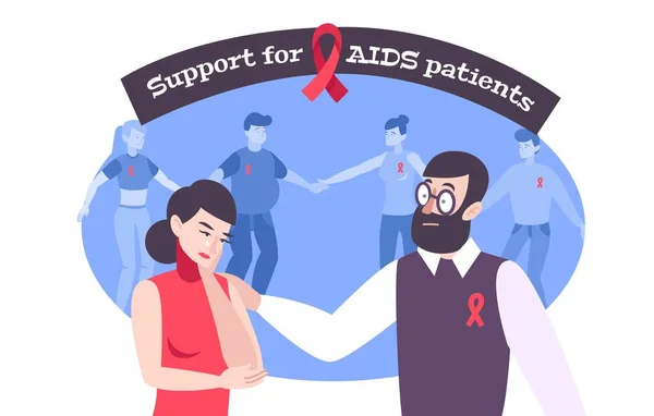 AIDS Sostegno Composizione di solidarietà — Vettoriale Stock