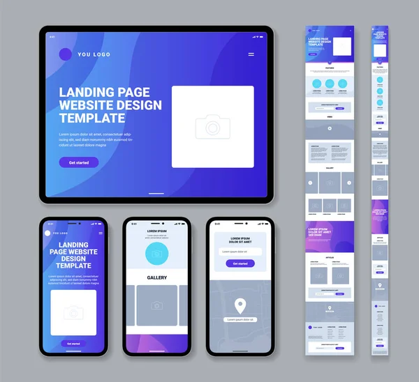 Template voor de landingspagina van mobiele website — Stockvector