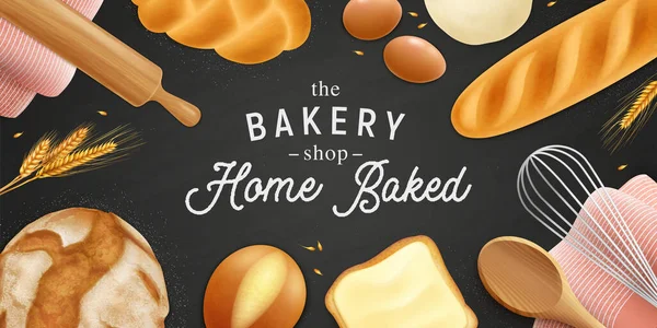 Home Bakery Horizontal Poster — Stockvektor