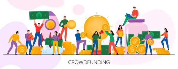 Crowdfunding οριζόντια απεικόνιση — Διανυσματικό Αρχείο