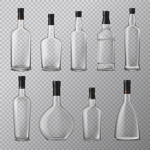 Set di bottiglie di alcol vuote — Vettoriale Stock