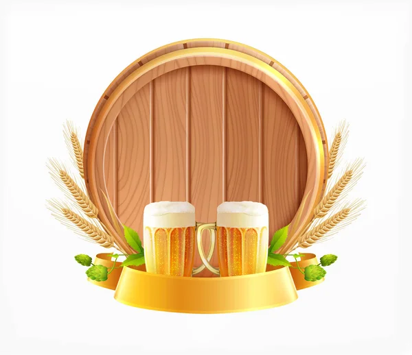 木制啤酒桶的成分 — 图库矢量图片