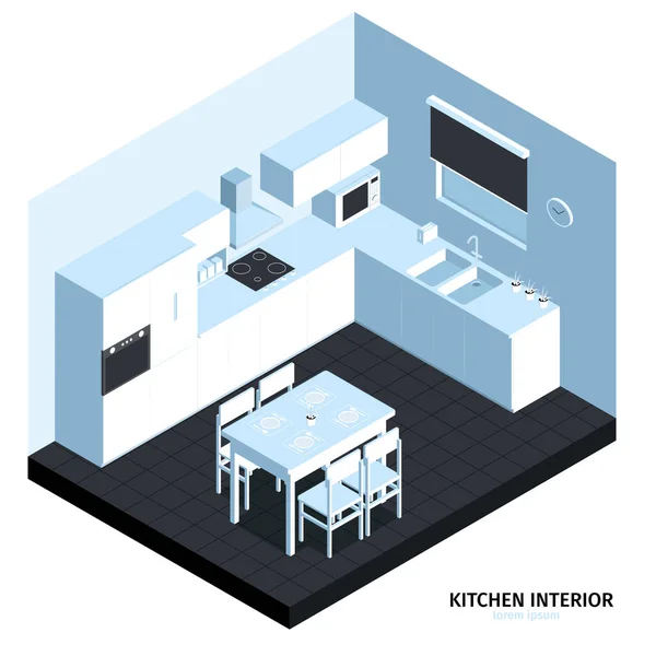 Composição interior da cozinha branca — Vetor de Stock