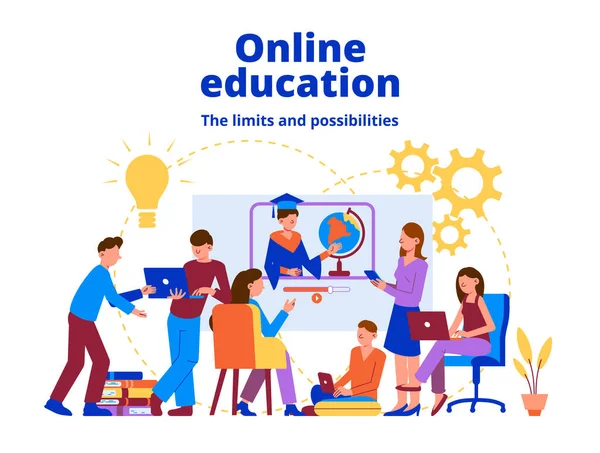 Zusammensetzung der Online-Bildungsmöglichkeiten — Stockvektor