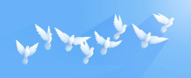 Sky Flying Pigeons Composition clipart