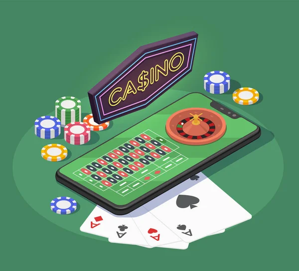 Composición isométrica del casino — Vector de stock