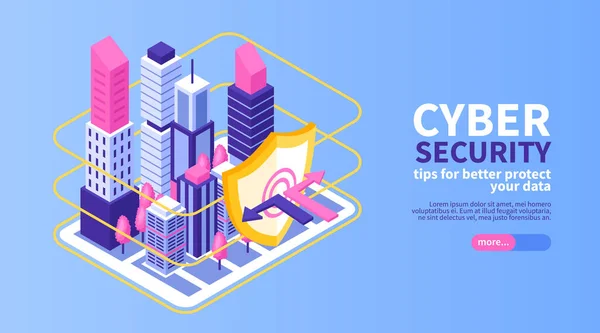 Bannière de protection Cyber City — Image vectorielle