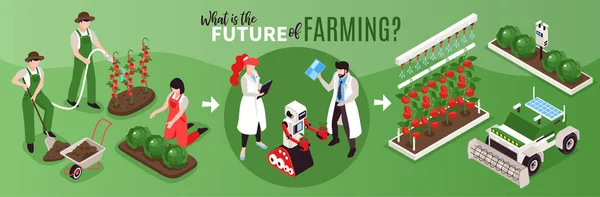 Composição Isométrica da Agricultura Futura —  Vetores de Stock