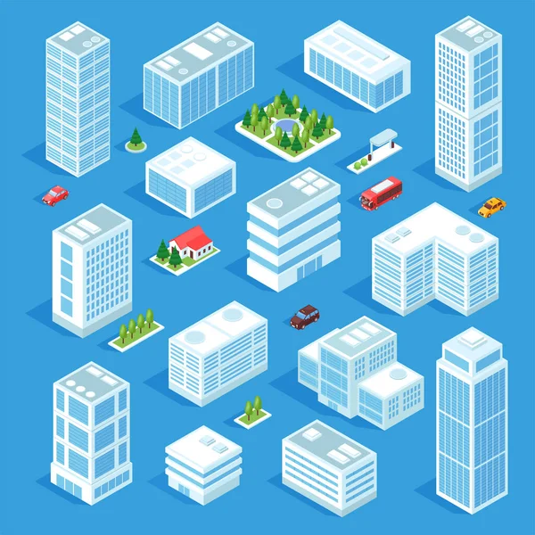 Isometric Modern City Set — Stock Vector