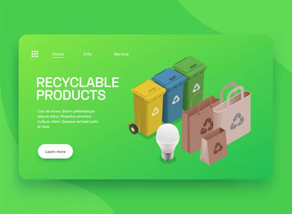 Página de aterrissagem de reciclagem Eco — Vetor de Stock