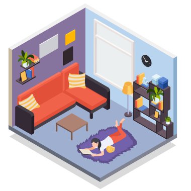 Evde Kalmak Isometric Kompozisyon 