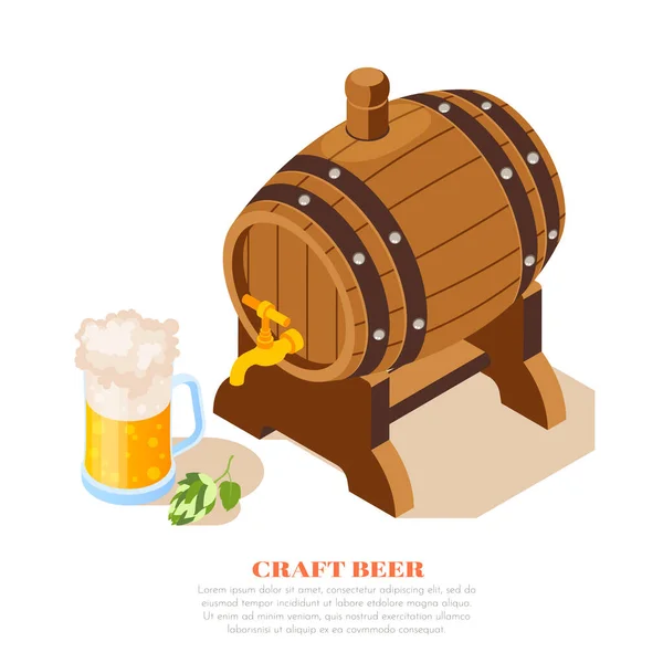 Cerveza Pub Isométrica Composición — Vector de stock