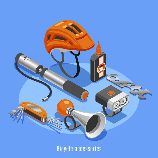 Fahrradzubehör Isometrischer Hintergrund — Stockvektor