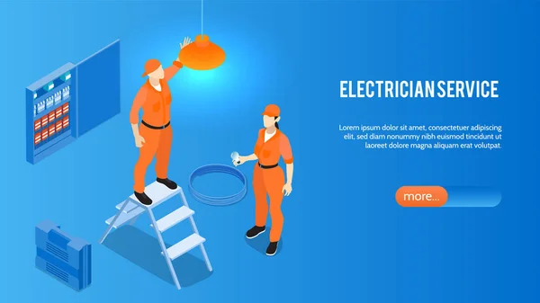 Bannière horizontale de service d'électricien — Image vectorielle