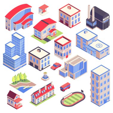 Şehir Binaları Isometric Set