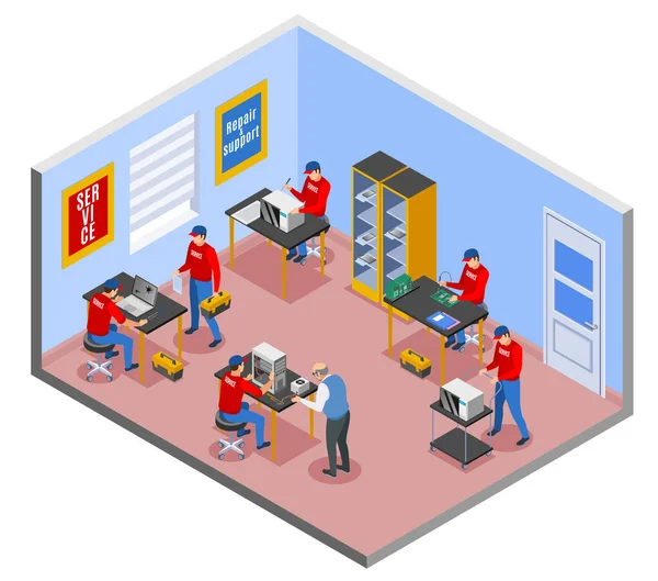 Composição do Centro de Reparação Isométrica —  Vetores de Stock
