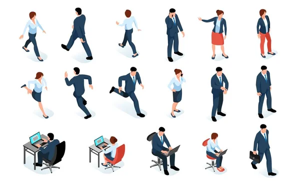 Business Men And Women Isometric Set — Stock Vector