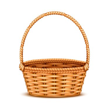 Wicker Basket Realistic Isolated  clipart