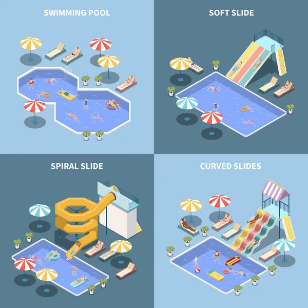 Aquapark Isomric Design Concept — Vettoriale Stock