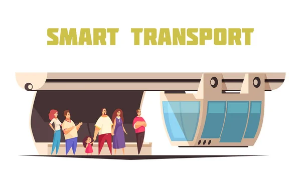Smart Transport Cartoon Composition — Stockový vektor