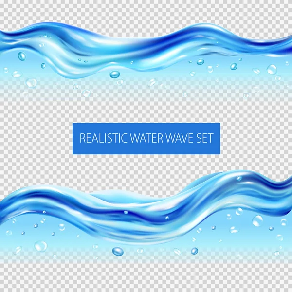 Set de olas de agua realista — Vector de stock