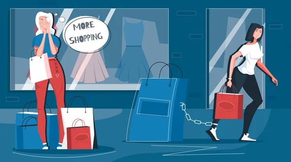 Más Compras Composición plana — Vector de stock