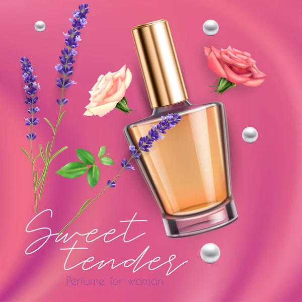 Publicité réaliste de parfum — Image vectorielle