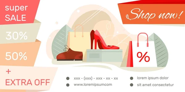 Lojas de sapatos Banner plana — Vetor de Stock