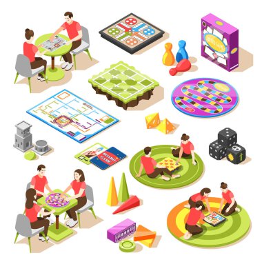 Tahta Oyunları Isometric Simgeleri