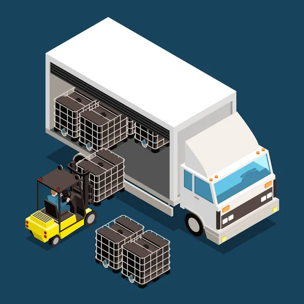 Composition isométrique personnalisée de logistique — Image vectorielle