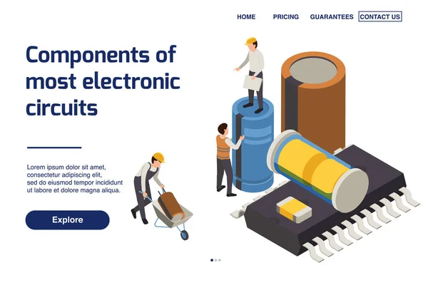 Diseño de página de producción de semiconductores — Archivo Imágenes Vectoriales