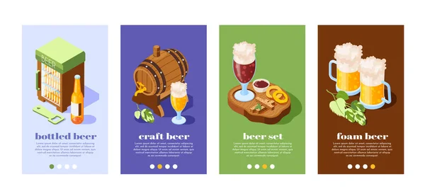 Banners Isométricos de Cerveja Pub — Vetor de Stock