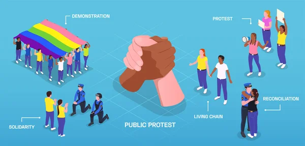 Zusammensetzung des Protests der öffentlichen Solidarität — Stockvektor
