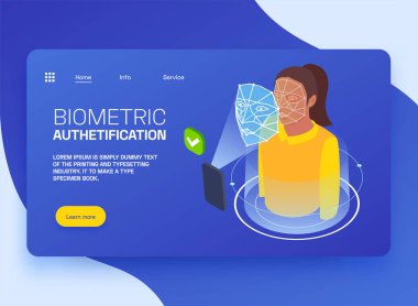 Biyometrik Kimlik Doğrulama Isometric Banner