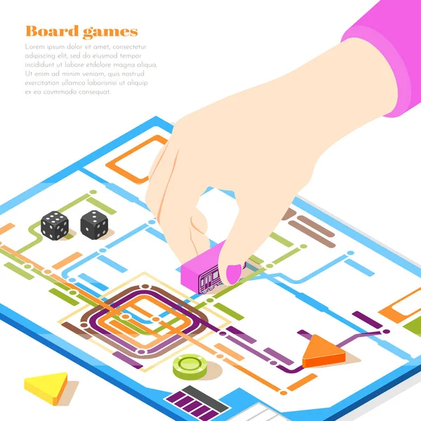 Board Games Isometrisch Ontwerp Concept — Stockvector