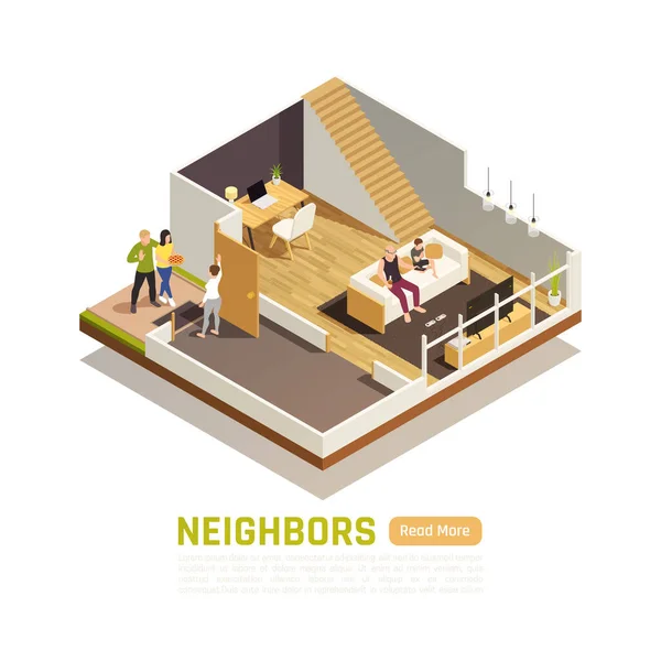 Relations avec les voisins Composition isométrique — Image vectorielle