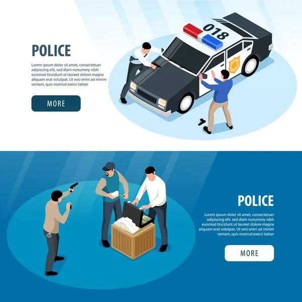 Conjunto de pancartas horizontales de policía — Vector de stock