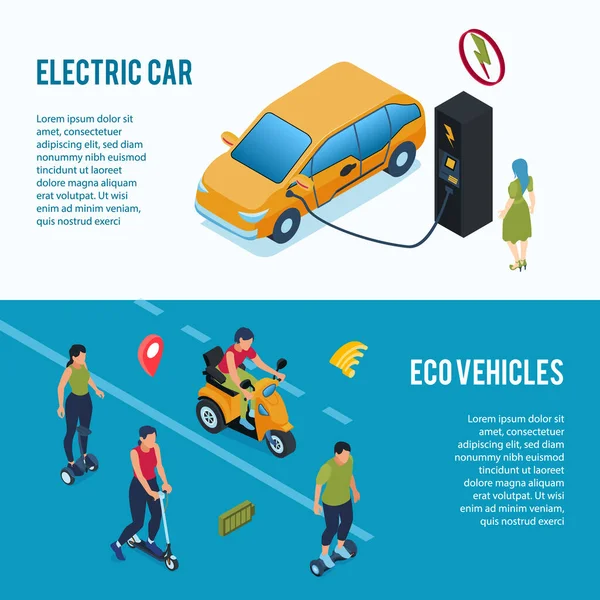 Set elektrische transportbanners — Stockvector