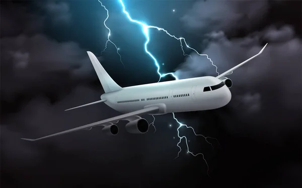Avión en composición de tormenta — Archivo Imágenes Vectoriales